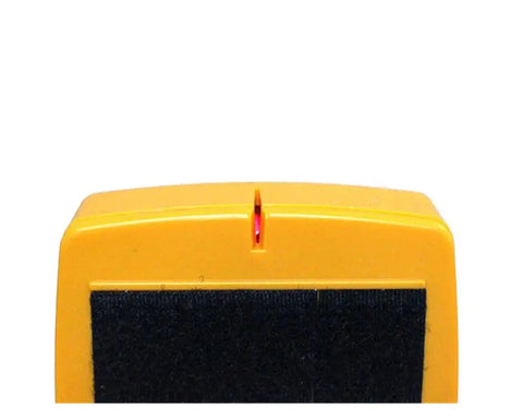 Dead Nuts Accurate Three In One Wall Scanner and Stud Locator with bright yellow casing and red light for detecting wooden studs.