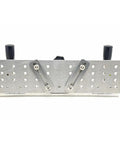Precision Knife Grinding Jig With Slick Dial Adjustment And Tight Grip Handle For Belt Grinder Machine Or Belt Sander Rock Solid Aluminum front view with adjustable clamps.