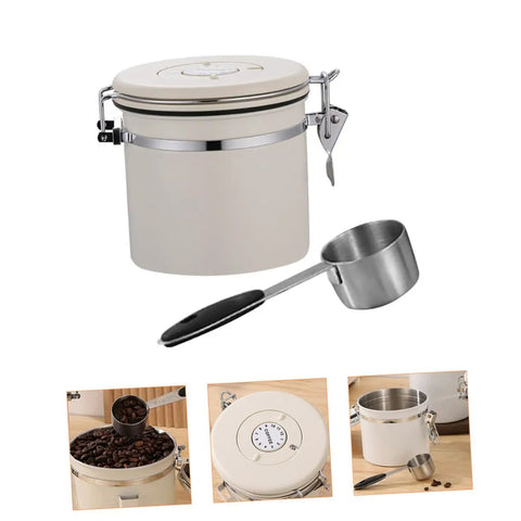 Sleek Stainless Steel Coffee Bean Storage Jars With Reliable Tight Seal Lids To Keep Your Morning Java Fresh As A Sick Kitchen Stack Canister Set Of Three For Tea Cereal And Snacks with measuring scoop