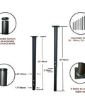 Diagram of Adjustable Table Legs 22 To 36 Inches Steel Black For Dining Desk Side And Coffee Tables Diameter 42 Or 38 Mm 4 Pack