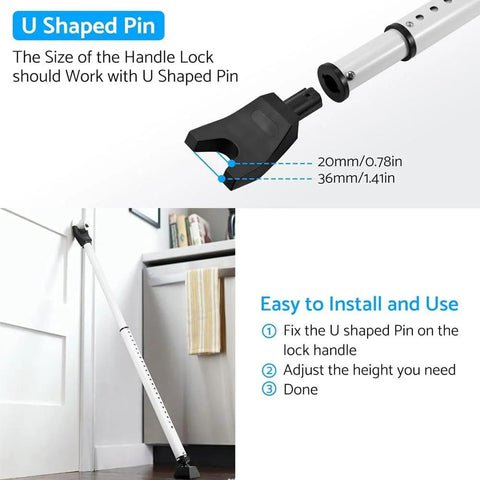 2 Pack Adjustable Door Security Bar For Hinged And Sliding Doors Telescopic Locking Pole From 29 Inches To 45 Inches in use