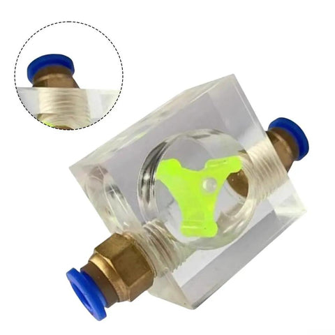 Real Time Spindle Water Flow Monitor For Engraving Machines, Square Two Way Flow Indicator In Acrylic And Metal Housing