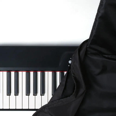 Dust-Proof 88 Key Digital Piano Keyboard Cover With Velvet Lining partially draped over keyboard