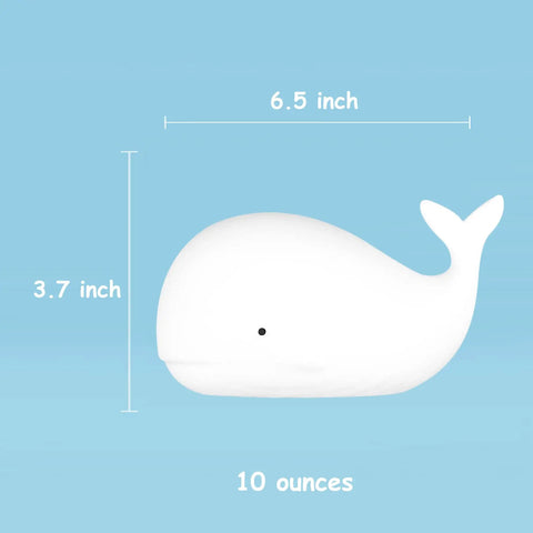 Under The Sea Nursery Night Light Whale Lamp For Baby And Toddler Room Soft Silicone Ocean Theme Nightlight with dimensions