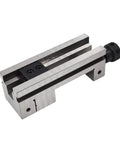 Precision Toolmakers Vise Featuring Three Inch Jaw Width Four Inch Jaw Opening Plus Drop Dead Accurate Hardened One Piece Body Rock Solid Milling Workholder, showing a close-up of the durable jaws.