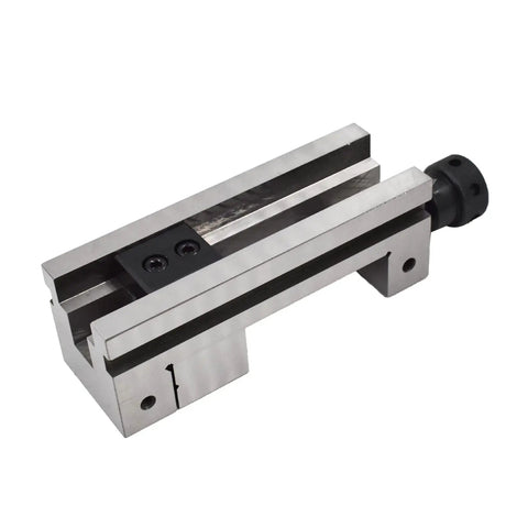 Precision Toolmakers Vise Featuring Three Inch Jaw Width Four Inch Jaw Opening Plus Drop Dead Accurate Hardened One Piece Body Rock Solid Milling Workholder, showing a close-up of the durable jaws.