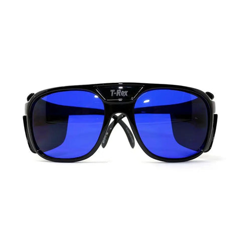 Heavy Duty Laser Safety Goggles For Red Diode Laser Protection OD 5 Plus 600 To 700 Nm Wavelength in sleek black with blue lenses.