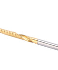 Five Piece Spiral End Mills Set, Single Flute HSS 4x28x50mm with coating, displayed on white background