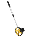 Miniature Distance Measuring Wheel with Adjustable Handle for Measuring, yellow wheel and silver handle, designed for accurate distance measurement.