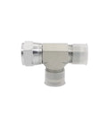 Two Pack Hydraulic Hose Adapter Fitting Set 3/8 Inch Male JIC 37 Degree Flare 9/16-18 UNF, 3/8 Inch Female JIC 37 Degree Swivel 9/16-18 UNF, 3/8 Inch Male JIC 37 Degree Flare Tee Joint Connector Carbon Steel, tee view