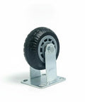 Heavy Duty Plate Caster With Brake For Hand Trucks And Industrial Carts, Solid Rubber Wheel for Gravel and Uneven Terrain