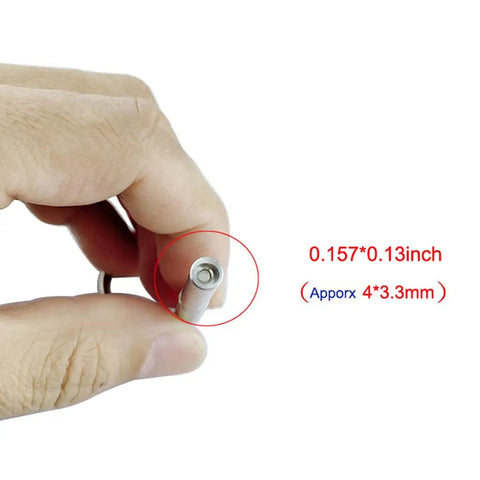Close-up of a hand holding a Pro Grade Security Oval Head Screw size 0.157*0.13 inch, part of Removal Kit with Special Bit, 316 Stainless Steel.