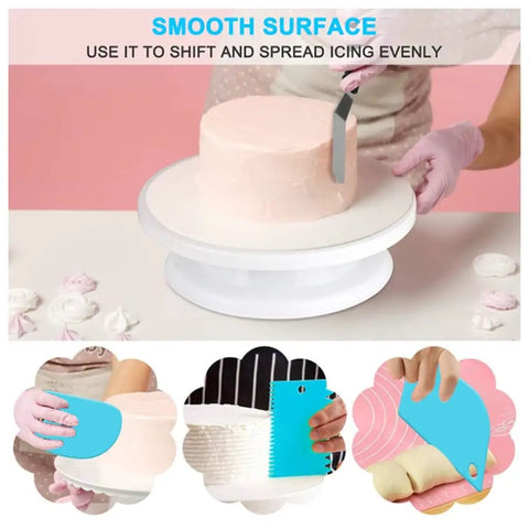 Dope 104 Piece Cake Decorating Tool Set With Turntable Piping Tips Scrapers Molds And Bag Caps Anti Shed Pro Grade for cakes