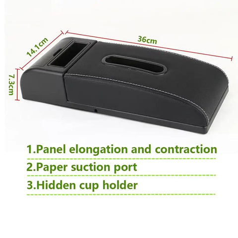 Center Console Armrest Storage Bin With Sliding Tray For Smooth Highway Cruising And Easy Daily Driver Gear Stash Road Trip Essential Custom Flex Zone For Tesla Cybertruck with padded faux leather design.
