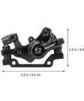 High Quality Mechanical Disc Brake Set For Mountain Bike Featuring Front And Rear Aluminum Alloy Calipers with detailed dimensions.