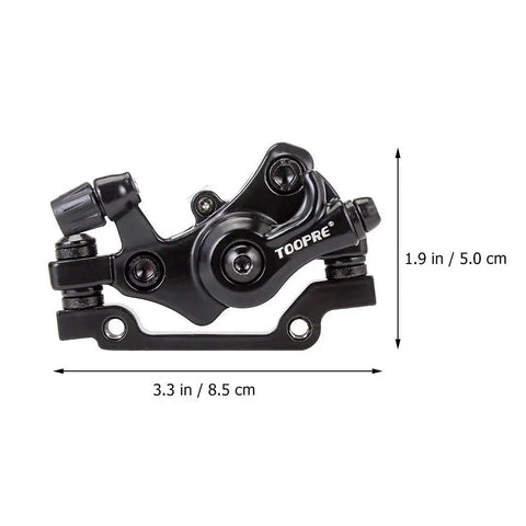 High Quality Mechanical Disc Brake Set For Mountain Bike Featuring Front And Rear Aluminum Alloy Calipers with detailed dimensions.