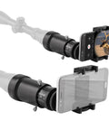 Dope Adjustable Scope Camera Adapter Custom Fit Smartphone Mount attached to scope with two different phones