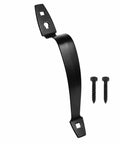 Gate Handle Pull Ten And Three Eighths Inch Heavy Duty Steel Door Handle With Black Finish Hardware Included For Wooden Fences Sheds Barn Doors And Garages Weather Resistant And Easy To Install. black steel pull with screws