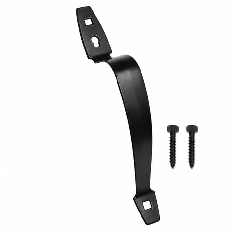 Gate Handle Pull Ten And Three Eighths Inch Heavy Duty Steel Door Handle With Black Finish Hardware Included For Wooden Fences Sheds Barn Doors And Garages Weather Resistant And Easy To Install. black steel pull with screws