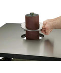 Powerful One Horsepower Oscillating Spindle Sander featuring rock solid cast iron table with sanding drum adjustment.