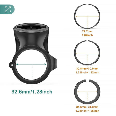 Seat Post Quarter Turn Mount For Garmin Varia Radar And RearVue Systems Fits 27.2mm 30.9mm 31.6mm Bars shown with size details