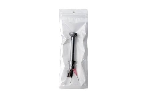 Heavy Duty Aluminum Alloy Syringe Plunger Dispenser For Flux And Solder Paste Precision Manual Tool sealed in clear plastic packaging