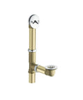 Adjustable Tub Drain With Trip Lever For 14 To 16 Inch Tubs Chrome Finish Brass Tubing With Brass Nuts 1-1/2 Inch Threaded Shoe