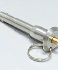 1/4 X 1 Inch Marine Grade Stainless Steel Ball Lock Pin Quick Release Indexing Spring Positioning Safety Locating Dowel close up image with keyring