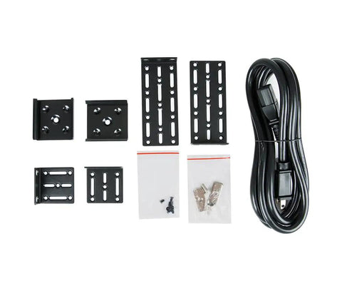 Heavy Duty Six Outlet Power Conditioner With Slick Ip Controls And Precision Metered Strips hardware kit including brackets and cables.