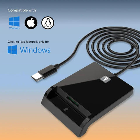 CAC Card Reader Plug And Play For USB C And USB A With Smart Card Security DOD Military Grade CCID ISO7816 Compatible
