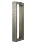 Heavy Duty Stainless Steel Door Pull Handles Set For Wood And Metal Doors With Double Sided Carved Pattern Anti Rust Finish Durable Entrance Handle For Indoor And Outdoor Use Commercial Grade Hardware, front view