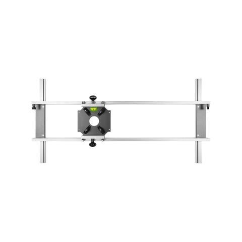 Top view of Planing Sled For Wide Stock Up To 86 Inches Wide With Ultra Track Rails And Heavy Duty Router Aid for slabs and blocks.