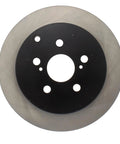 Centric Premium rear brake rotor, front view: silver disc with black center hub and multiple lug holes