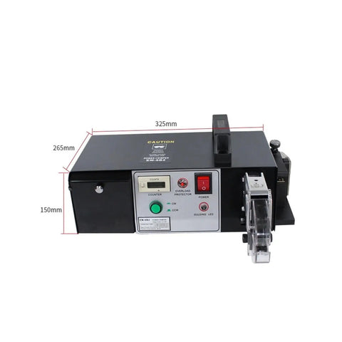 Pro Grade Electric Terminal Crimping Machine With Badass Multi Jaw Wire Cutting And Stripping Pliers For Automotive Electrical Projects, front view, dimensions labeled.