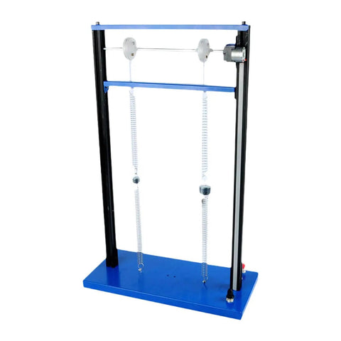 Blue metal vibration and resonance demonstrator for physics classrooms hands on DIY pendulum ball model for experiments.
