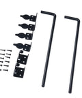 Beefy 18 Inch Heavy Duty Gate Drop Pin With Black Powder Coated Weatherproof Cane Bolt Gate Stopper And Hardware Pack For Wooden Metal And Iron Gates And Double Doors, with brackets and screws