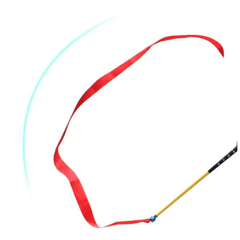 Golf Swing Trainer Stick With Comfortable Grip And Ribbon For Gesture Correction And Warm Up Practice in motion showing ribbon arc