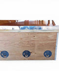 Heavy Duty Insulated Layens Horizontal Beehive With One Point Five Inch Foam Walls Holds Twenty Frames No Sweat Assembly Aluminum Roof triple stainless steel sliding doors from a side view.