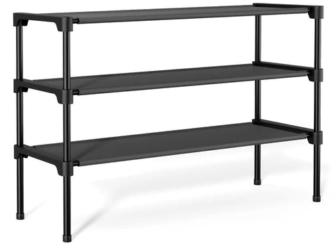 Wide 32.3 Inch 3 Tier Shoe Rack For Entryway And Bedroom Holds 16 Pairs Space Saver Corner Organizer Stackable Metal Frame