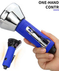Person holding Beefy Upgraded 3 Inch Air Cut Off Tool with ergonomic blue grip for precise metal cutting.