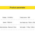 Product parameters of Compact 45 Degree Mini Benchtop Cut Off Saw For Wood Metal And Plastic with 7800 RPM and 90W.
