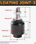 Universal Swing Floating Joint Accessory For FD-32 Pneumatic Cylinders M10x1.25 dimensions diagram