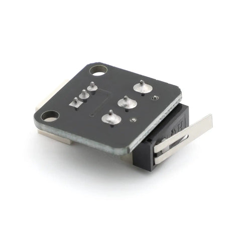 Close-up of a micro mechanical 3 pin switch from the Five Pack Must Have End Stop Limit Switches For 3D Printers, showing side view.