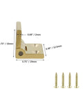 Side view of Compact Brass Cabinet Hinges For Jewelry Boxes And Dollhouse Models 4 Pack 90 Degree Small Butt Hinges With Screws