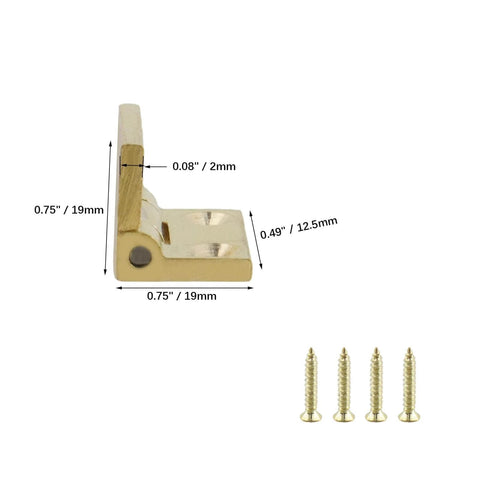 Side view of Compact Brass Cabinet Hinges For Jewelry Boxes And Dollhouse Models 4 Pack 90 Degree Small Butt Hinges With Screws