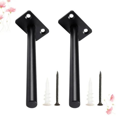 Two Pack Dope Heavy Duty Black Hidden Shelf Brackets For Wall Mounted Floating Shelves Made Of Stainless Steel with screws