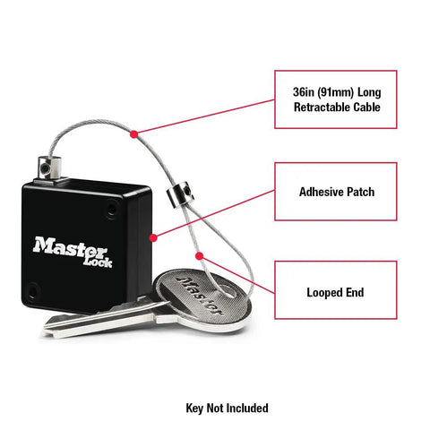 Retractable Lock Box Key Tether For 5400 Series Lock Boxes, 36 Inch Extendable Cable, Easy Mount With Ultra Strong VHB Tape, Keeps Your Keys Safe On The Go, Fits Inside 5400 5401 5414 5415 5420 5424 5425 5440 5441 Lock Boxes