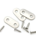 No Fuss Heavy Duty Straight Flat Corner Braces 50 Piece Metal Joining Plates With Mounting Screws Easy Install showing metal plates and screws.