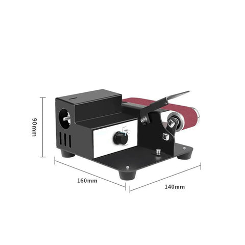 Heavy Duty Pneumatic Mini Belt Sander And Air Powered Belt Grinder For Deburring Collision Repair Lightweight Handheld Finisher with dimensions visible.