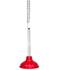Heavy Duty 6 Inch Cup Plunger With Long Clear Handle Real Deal Drain Unclogger For Sink And Tub, red rubber base and clear handle